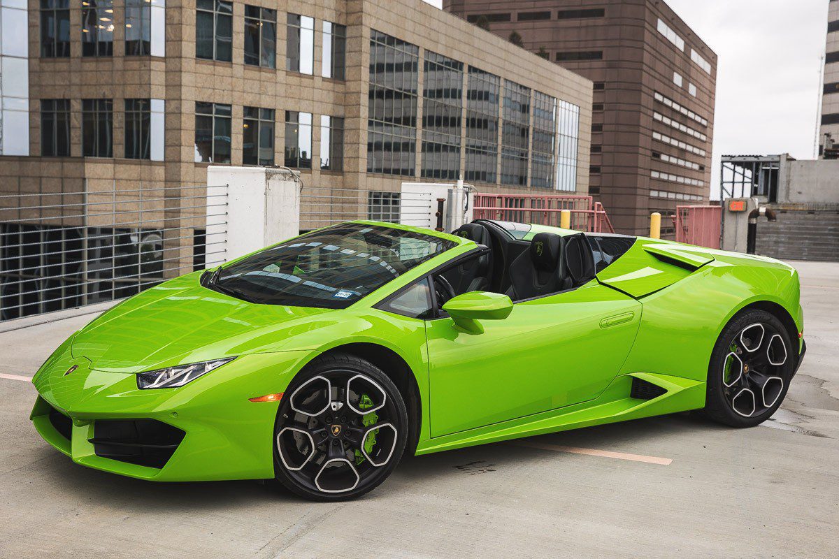 Lamborghini Huracan Spyder Green Rental Houston