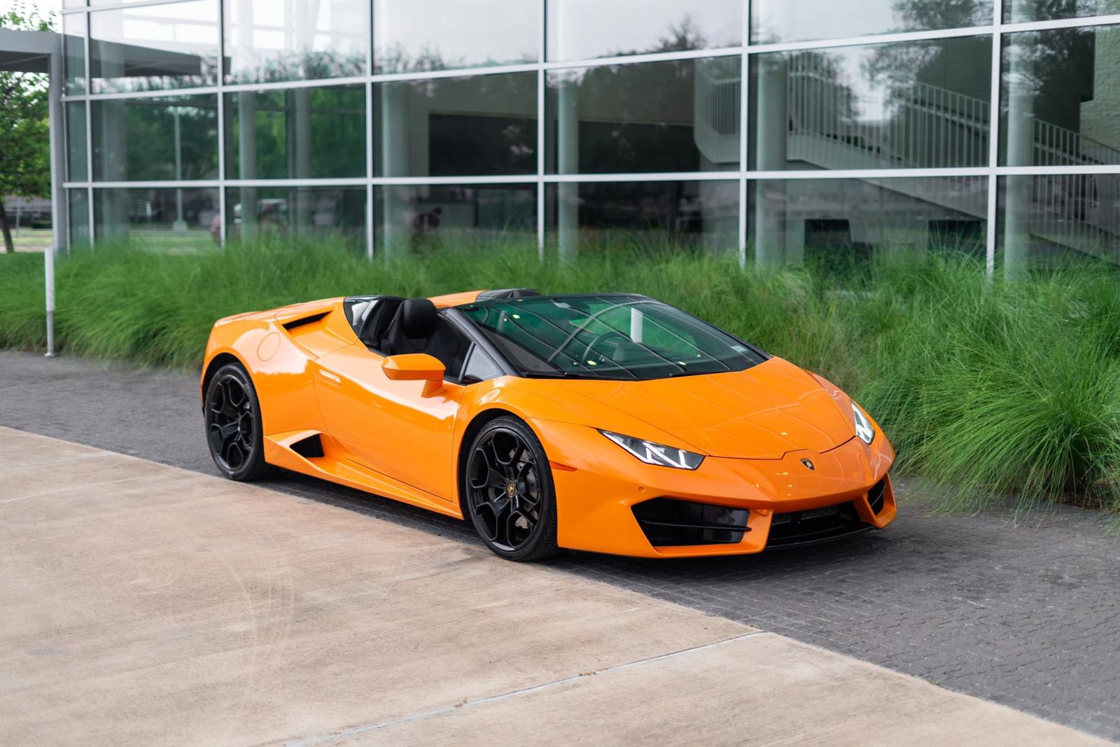 Lamborghini Huracan Spyder Orange Rental Houston